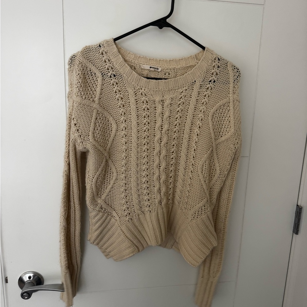 Women's Cream Cable Knit Sweater